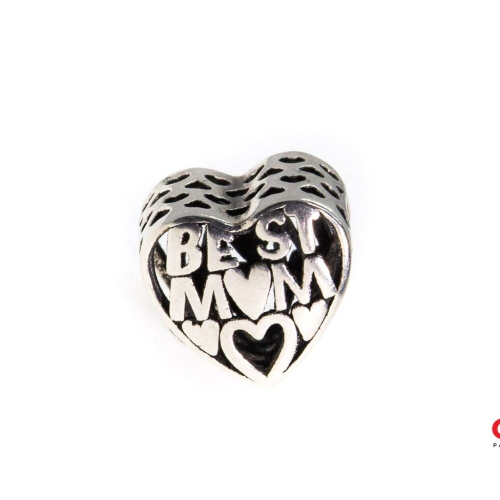 Pandora ALE Best Mom Heart S925 Sterling Silver Charm Bead Pendant